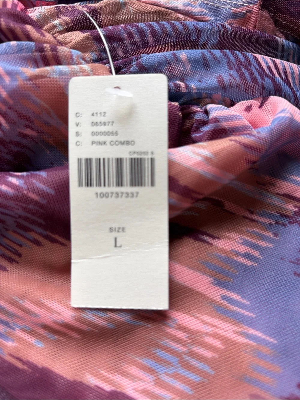 Anthropologie Maeve Mock Neck Mesh Muscle Top Side Ruched Pink Brown Sz L NEW
